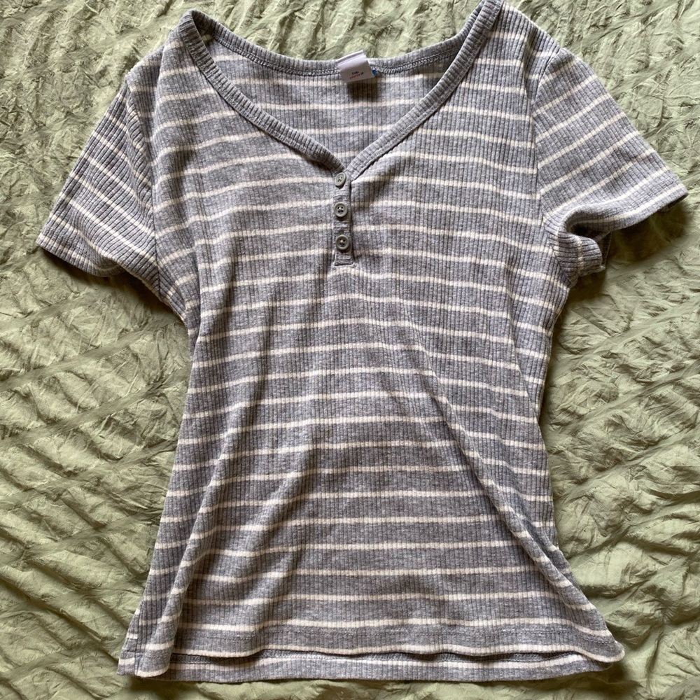 Striped Button Top - Picture 2 of 2